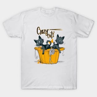 Cats playing with balls of yarn Funny T-shirt 2-05 T-Shirt